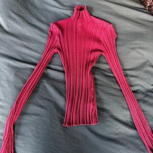 HM Rib Sheer Turtleneck with Flare Sleeves Top Size Small